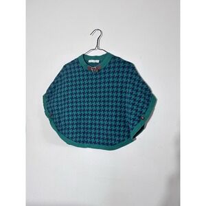 Women's large Hope and Henry blue green houndstooth Shaw Cover Up Top Jacket